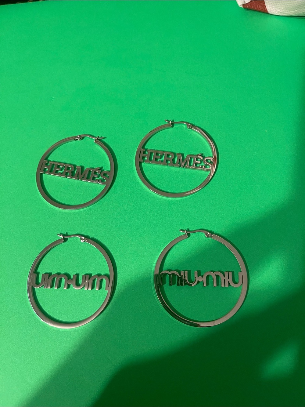 Stainless steel Silver Logo Hoop Earrings set of Silver